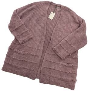 New Barefoot Dreams Cardigan Womens 3X Orchid Cozychic Boardwalk Pockets
